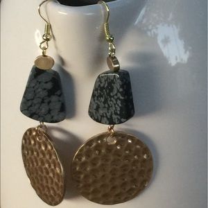 Snowflake Obsidian Drop Earrings